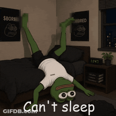 Frog Doing Handstand Can't Sleep GIF