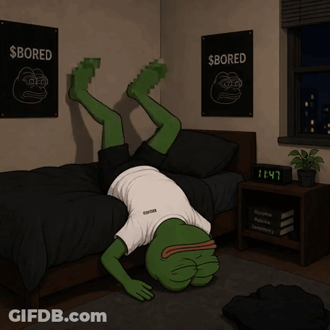 Frog Doing Handstand In Bedroom With Clock At 11:47 GIF