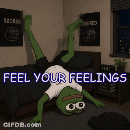 Frog Doing Handstand Saying Feel Your Feelings GIF