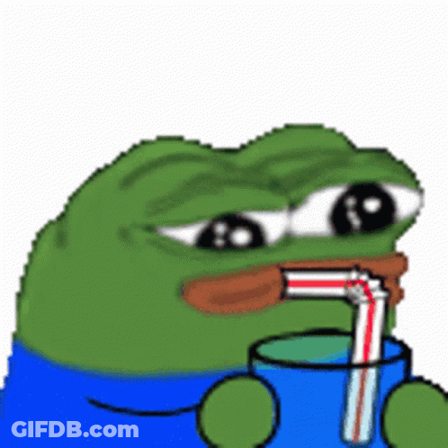 Frog Drinking From Cup With Straw GIF