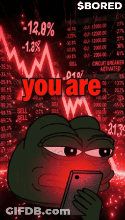 Frog Holding Cell Phone In Front Of Stock Chart Saying You Are GIF