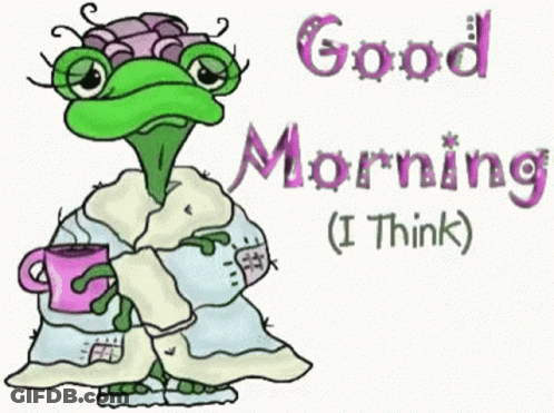 Frog Holding Coffee Saying Good Morning I Think GIF