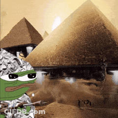 Frog Holding Gun By Desert Pyramids GIF