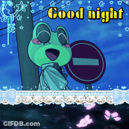 Frog Holding Sign Saying Good Night GIF