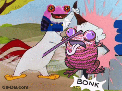 Frog Holding Sword Bonk GIF