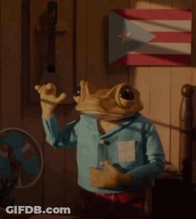 Frog In Blue Shirt With Puerto Rican Flag GIF