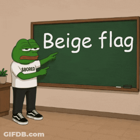 Frog In $ Bored Shirt In Front Of Beige Flag Blackboard GIF