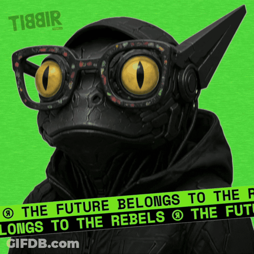 Frog In Glasses And Black Jacket Saying The Future Belongs To The Rebels GIF