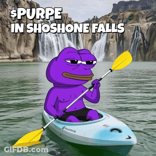 Frog In Kayak Purpe In Shoshone Falls GIF