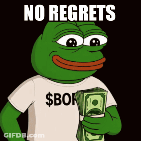 Frog In No Regrets Shirt Holding Money GIF