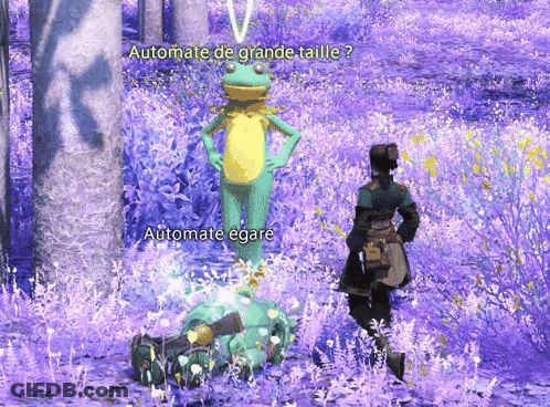 Frog In Purple Flowers With Automate De Grande Taille GIF