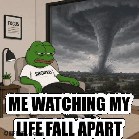 Frog In Shirt Saying $ Bored In Front Of Tornado GIF