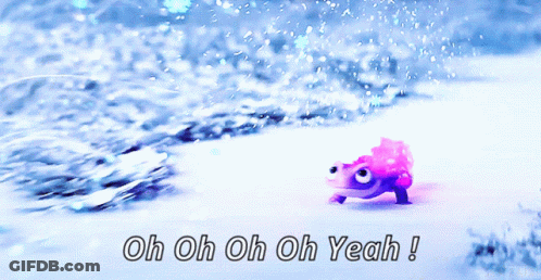 Frog In Snow Saying Oh Oh Oh Oh Yeah GIF