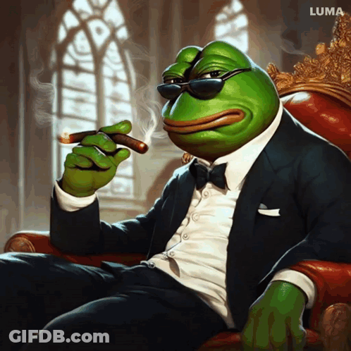 Frog In Tuxedo Smoking Cigar GIF