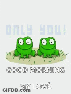 Frog Kissing Frog Saying Good Morning GIF