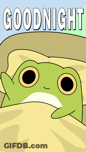 Frog Laying In Bed Saying Goodnight GIF