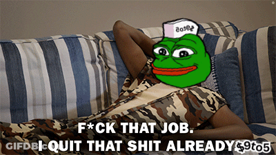 Frog Laying On Couch Saying F*ck That Job GIF