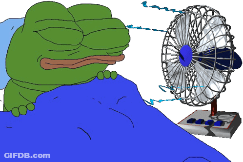 Frog Lying In Bed With Fan GIF