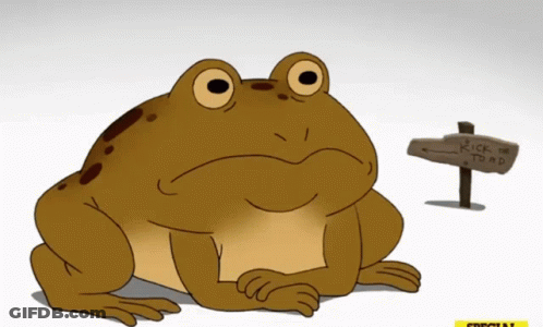 Frog Next To Sign Saying Rick For Toad GIF
