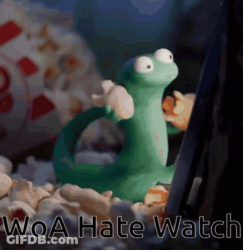 Frog On Popcorn Saying Woa Hate Watch GIF