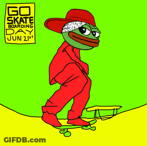 Frog On Skateboard Saying Go Skateboarding Day GIF
