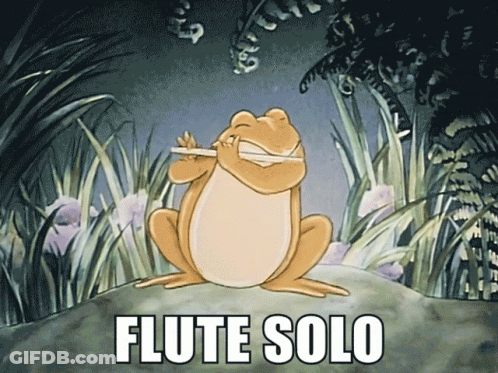Frog Playing Flute Solo Cartoon GIF