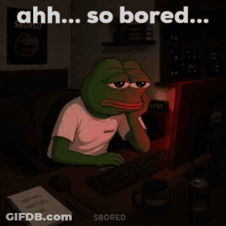 Frog Sitting At Computer Saying Ahh So Bored GIF