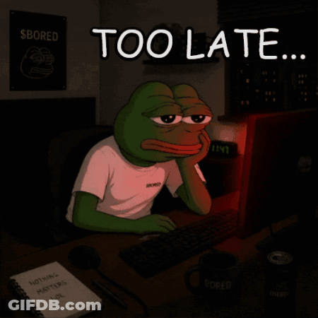 Frog Sitting At Desk Too Late GIF