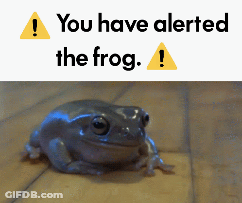 Frog Sitting Next To Alert Sign GIF