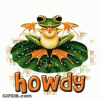 Frog Sitting On Green Leaf Howdy GIF