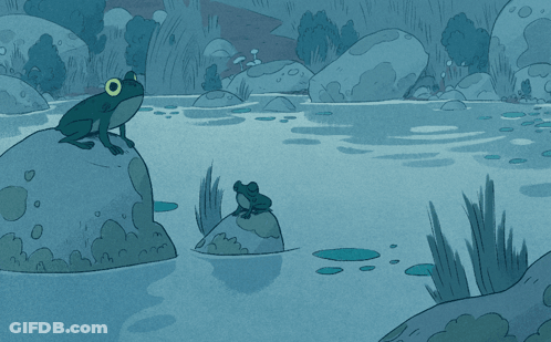 Frog Sitting On Rock In Pond GIF