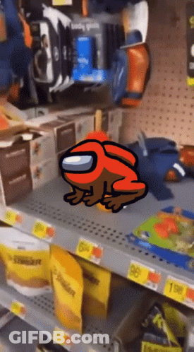 Frog Sitting On Store Shelf GIF