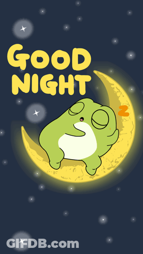 Frog Sleeping On Crescent Moon Good Night GIF