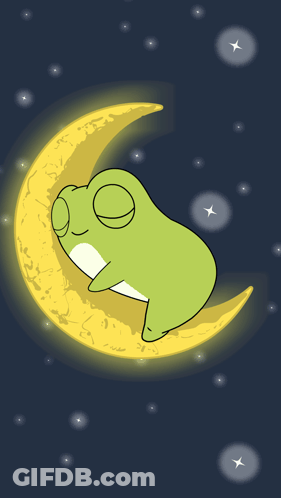 Frog Sleeping On Crescent Moon GIF
