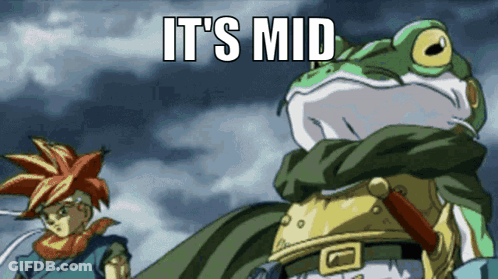 Frog Standing Next To Man Saying It's Mid GIF