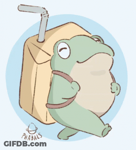 Frog Standing Next To Milk Carton Phabals GIF