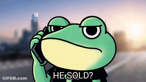Frog Talking On Cell Phone Saying He Sold GIF