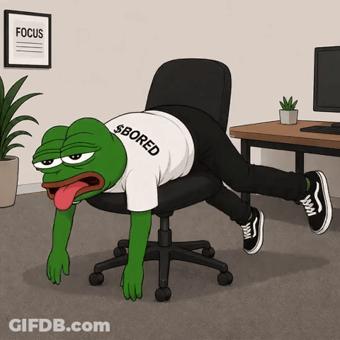Frog Wearing Bored Shirt Laying On Chair GIF