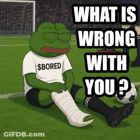 Frog Wearing Bored Shirt On Soccer Field GIF