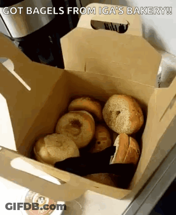 Frog Wearing $ Bored Shirt With Coffee And Bagel GIF
