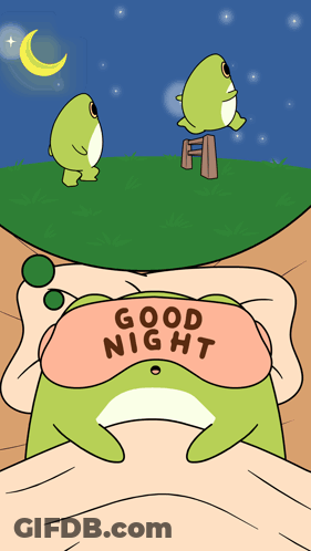 Frog Wearing Good Night Sleep Mask GIF
