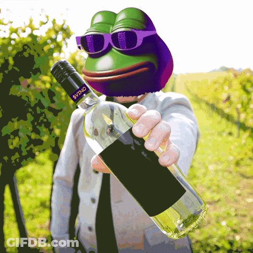 Frog Wearing Sunglasses Holding Bottle GIF