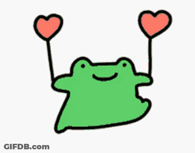 Frog With Balloon Heart GIF