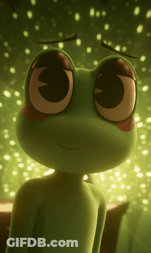 Frog With Big Eyes And Pink Cheek GIF