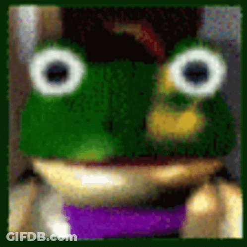 Frog With Big Eyes And Purple Scarf GIF