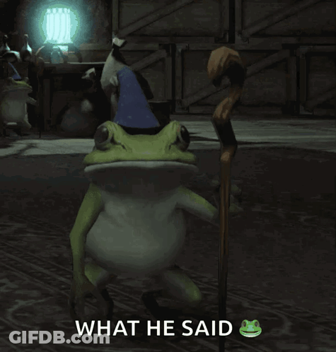 Frog With Cane Saying What GIF