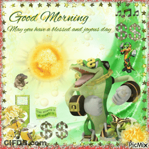 Frog With Good Morning Blessings GIF
