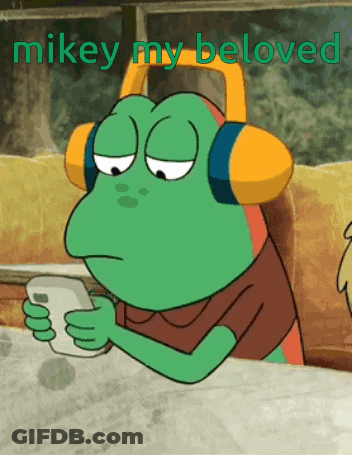 Frog With Headphones Holding Phone Mikey My Beloved GIF