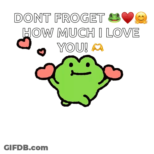 Frog With Hearts And Love Message GIF