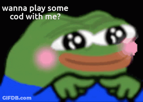 Frog With Pink Cheek Saying Wanna Play Some Cod With Me GIF